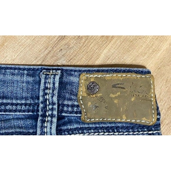 Silver Jeans Suki Surplus Women's 34x32 Bootcut Dark Wash Blue Denim Grunge Rock - Picture 7 of 8